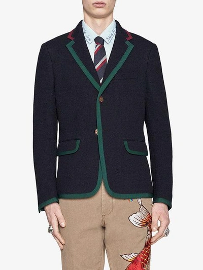 Shop Gucci Cambridge Textured Jersey Jacket In 4159 Blu