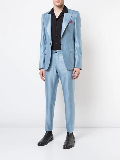 Shop Lords And Fools Tailored Slim Fit Trousers - Blue