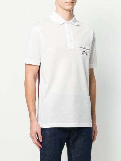 Shop Ferragamo Logo Patch Polo Shirt In White