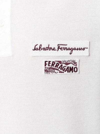 Shop Ferragamo Logo Patch Polo Shirt In White