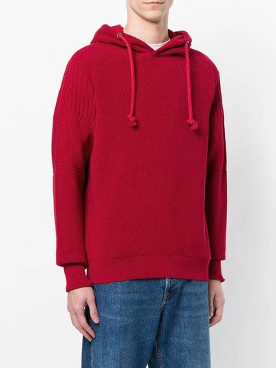 Shop Maison Margiela Knitted Hooded Sweatshirt In Red
