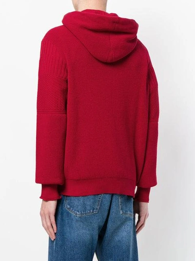 Shop Maison Margiela Knitted Hooded Sweatshirt In Red