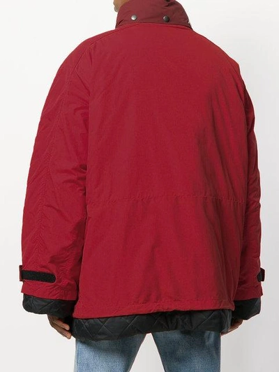 Shop Balenciaga Red Oversized Logo Parka