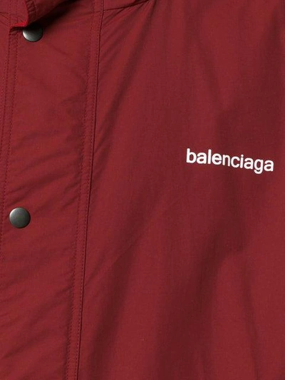 Shop Balenciaga Red Oversized Logo Parka