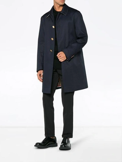 Shop Thom Browne Bal Collar Overcoat - Blue