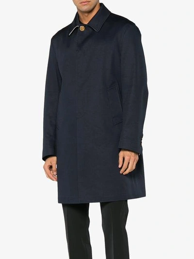 Shop Thom Browne Bal Collar Overcoat - Blue