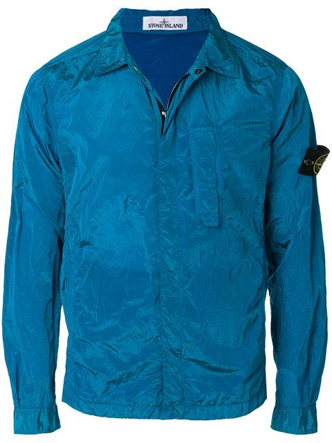 stone island blue nylon metal overshirt