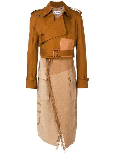 Shop Loewe Blanket Trench Coat In Brown