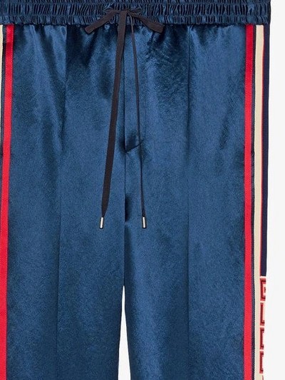 Shop Gucci Acetate Jogging Pant With Stripe In Blue