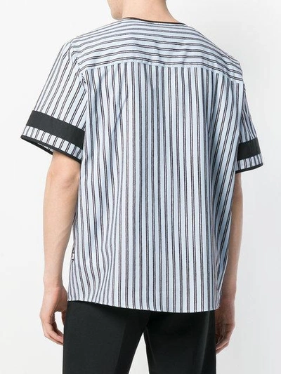 Shop Msgm Zipped Stripe Shirt - Blue