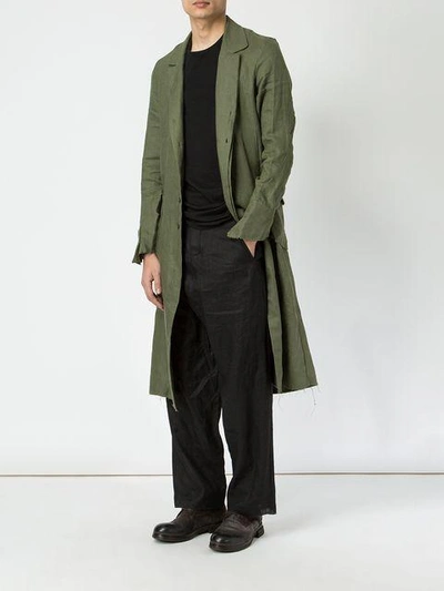 Shop A New Cross Creased Single-breasted Coat - Green