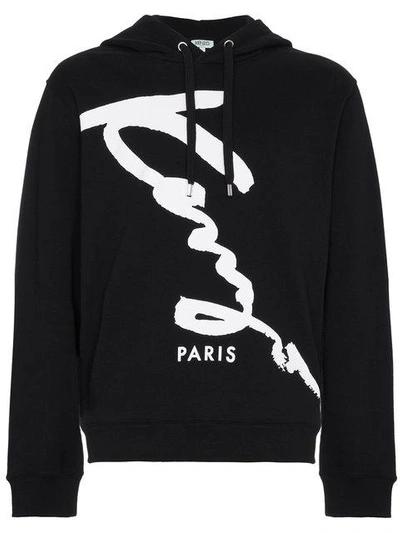 Shop Kenzo Signature Print Hoodie In Black