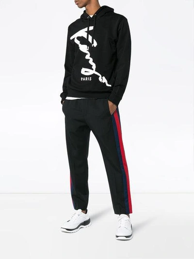 Shop Kenzo Signature Print Hoodie In Black