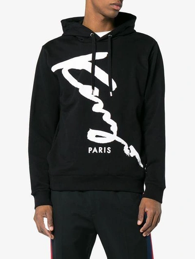 Shop Kenzo Signature Print Hoodie In Black