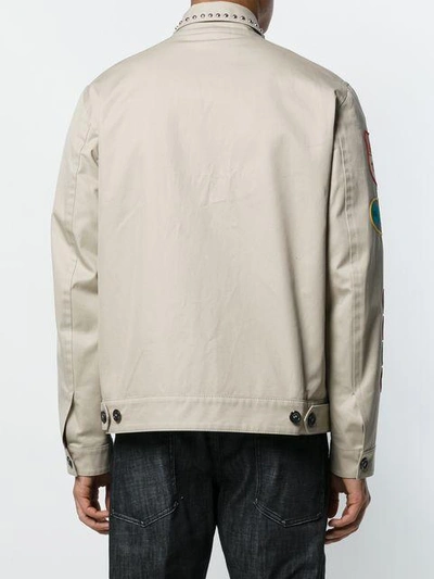 Shop Dsquared2 Patch Studs Military Jacket - Nude & Neutrals