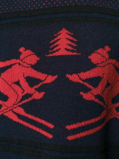 滑雪图案针织连帽衫