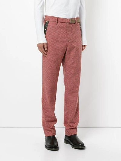 Shop Sacai Checked Tailored Trousers In Red