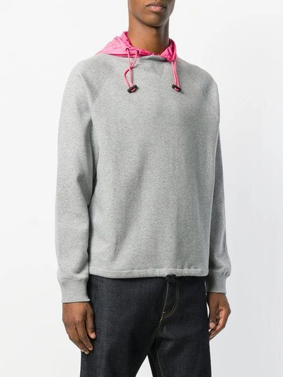 Shop Valentino Contrast Hood Sweatshirt In Grey