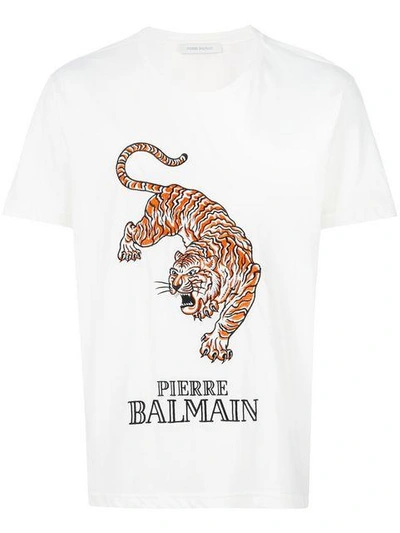 Rend lort Øjeblik Pierre Balmain Embroidered Tiger T-shirt In Off White | ModeSens