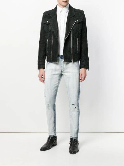 Shop Balmain Biker Jacket In Black