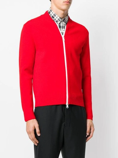 Shop Ami Alexandre Mattiussi Zipped Cardigan In Red