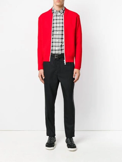 Shop Ami Alexandre Mattiussi Zipped Cardigan In Red