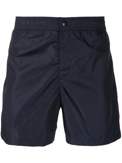 Shop Moncler Side Stripe Swim Shorts