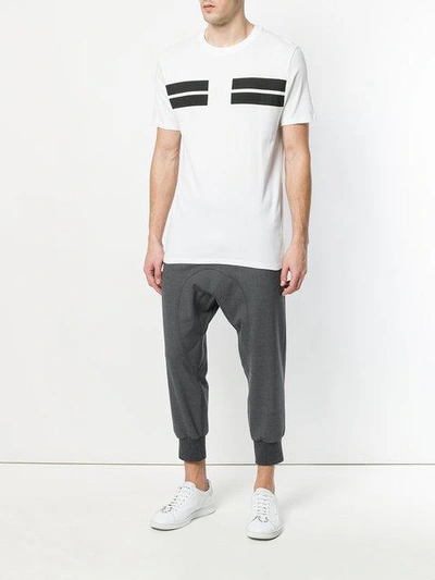 Shop Neil Barrett Bar Stripe T-shirt - White