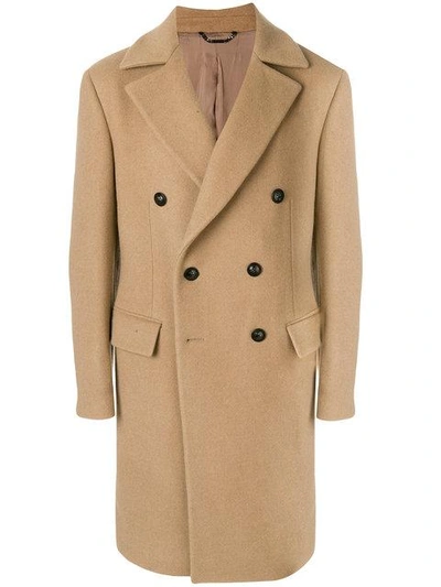 Shop Versace Classic Double Breasted Coat - Neutrals