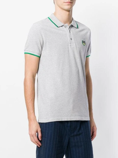 Shop Kenzo Embroidered Tiger Polo Shirt In Grey