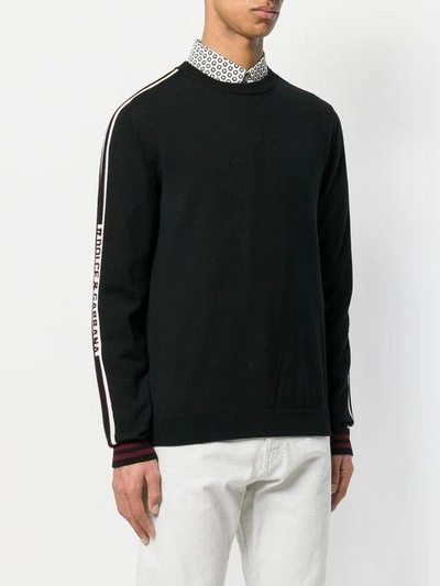 Shop Dolce & Gabbana Logo Stripe Knitted Jumper - Black