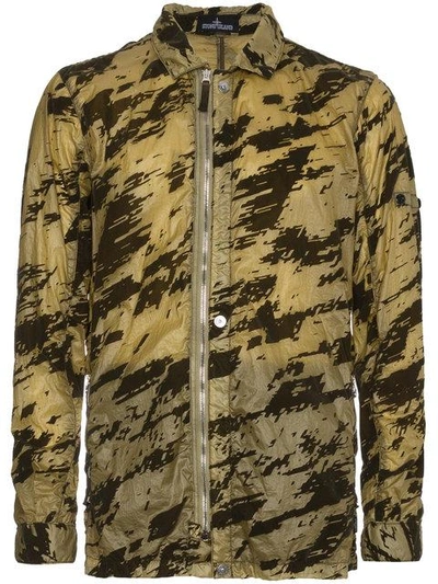 Shop Stone Island Shadow Project Camouflage Print Shirt Jacket In Green