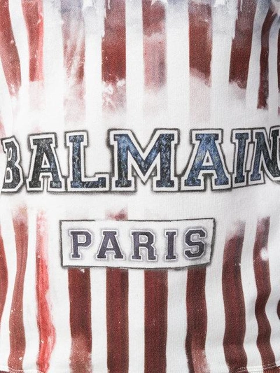 Shop Balmain American Flag Sweatshirt In Red