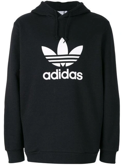Shop Adidas Originals Trefoil Hoodie In Black