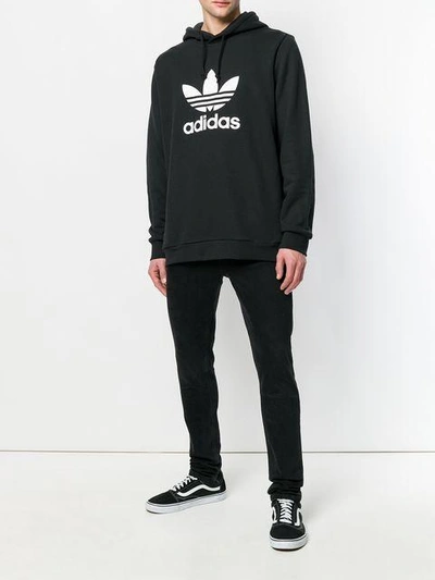 Shop Adidas Originals Trefoil Hoodie In Black