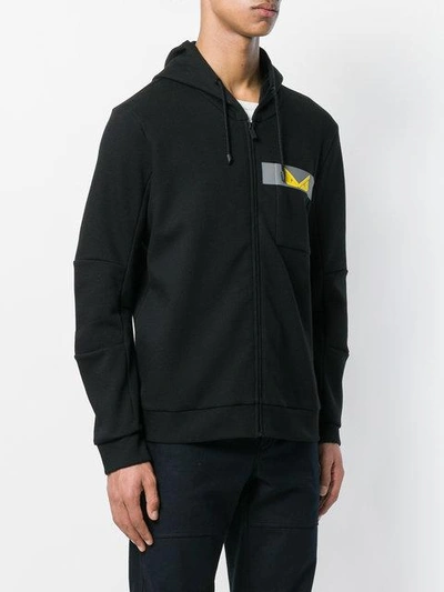 Shop Fendi Printed Bug Zipped Jacket In Black