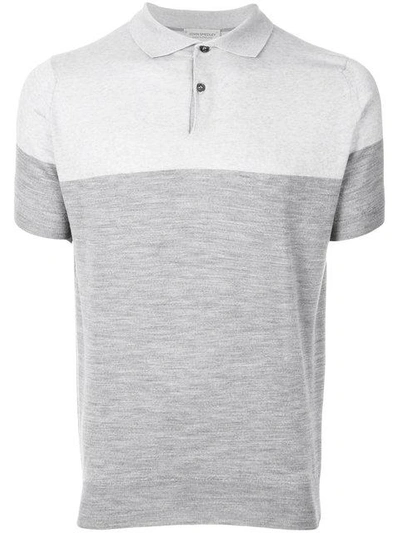 Shop John Smedley Colour Block Polo Shirt - Grey