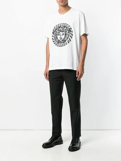 Shop Versace Embroidered Medusa T-shirt In White