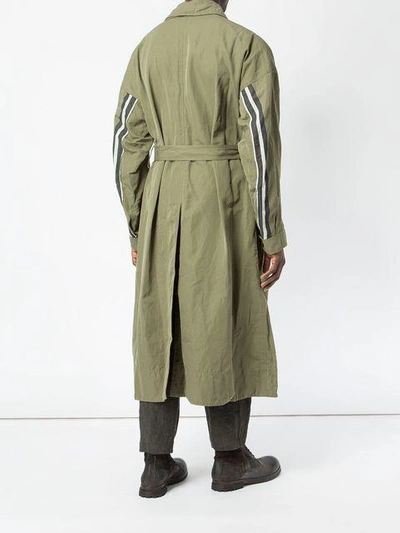 Shop Ziggy Chen Double Breasted Trench Coat - Green