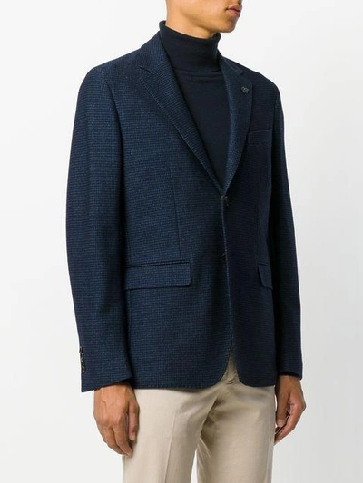 Shop Canali Checked Single Breasted Blazer - Blue