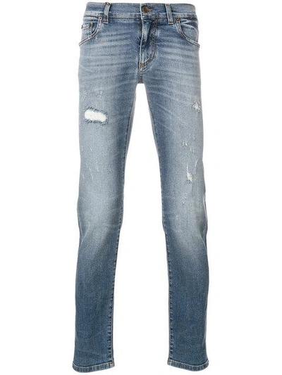 Shop Dolce & Gabbana Distressed Jeans In Blue