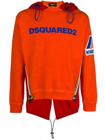 Shop Dsquared2 K-way Hooded Sweatshirt - Orange