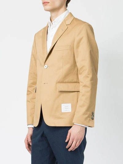 Shop Thom Browne Unconstructed Classic Single Breasted Sport Coat With Grosgrain Placket In Light Weight High Density In Nude & Neutrals