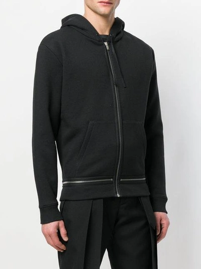 Shop Saint Laurent Zipped Hooded Sweatshirt In Black