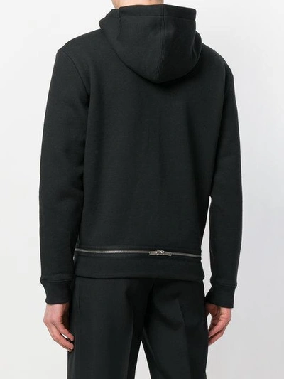Shop Saint Laurent Zipped Hooded Sweatshirt In Black
