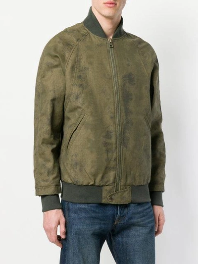 Shop Mr & Mrs Italy Antique Effect Bomber Jacket In Green