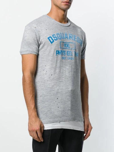 Shop Dsquared2 Slogan Distressed T In Grey
