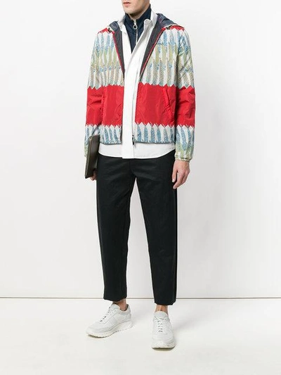 Shop Valentino Patterned Zipped Jacket In Red