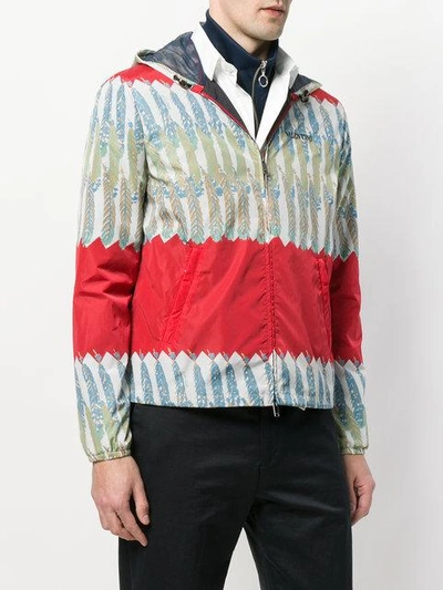 Shop Valentino Patterned Zipped Jacket In Red