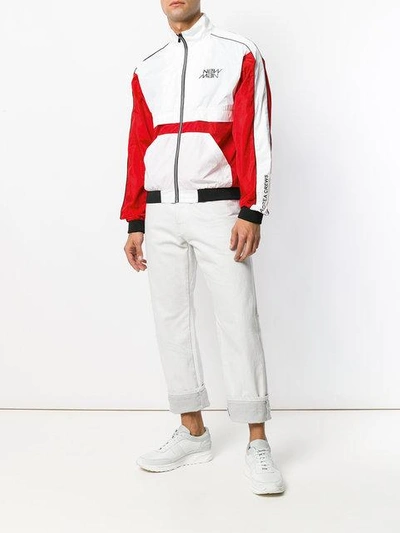 Shop Andrea Crews Colour Block Bomber Jacket In White